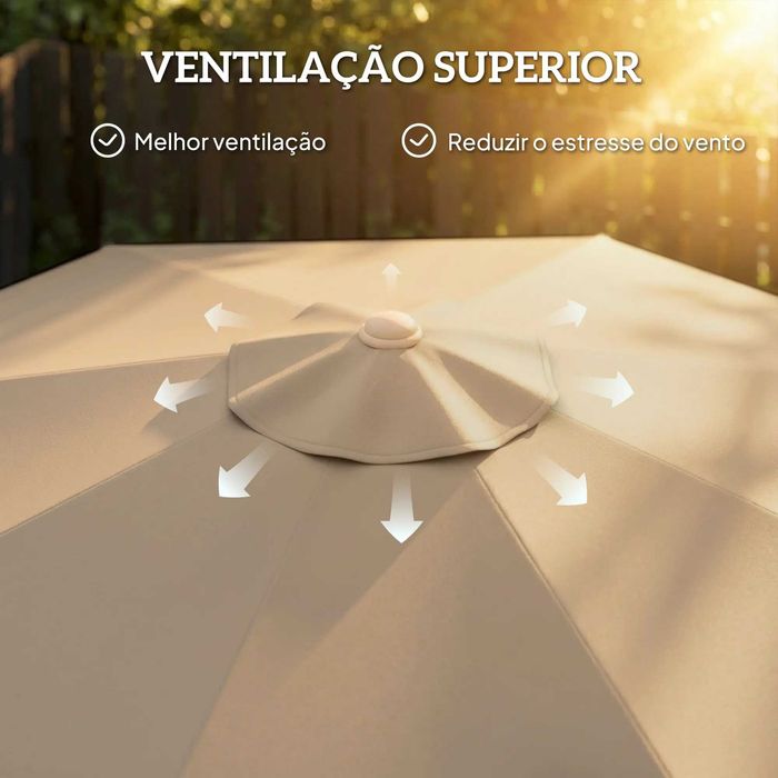 Chapéu de Sol de Jardim  com Ângulo Ajustável Manivela com Franja