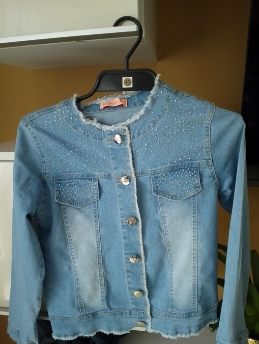 Kurtka jeansowa dziewczęca 146