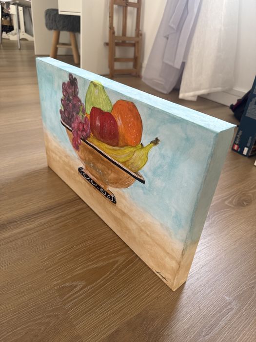 Quadro Original Pintado à Mão – Natureza Morta com Frutas