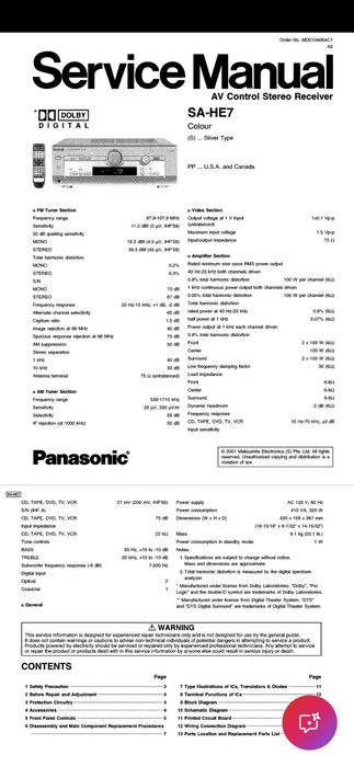 Продам ресивер (підсилювач) Panasonic SA-HE7