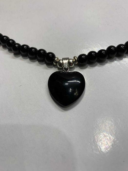 Чокер Намисто з підвіскою Агат чорний натуральний камінь