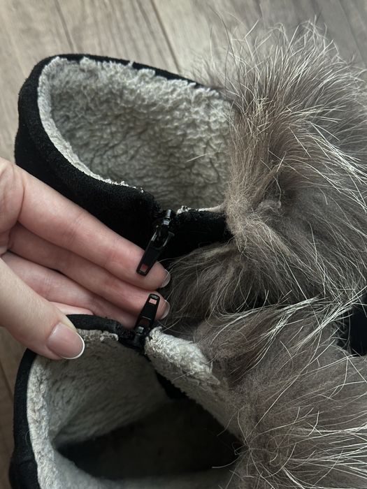 Жіночі зимові сапожки натуральна замша хутро чорнобурки