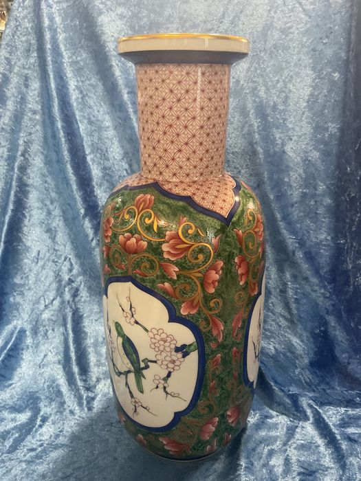 Vista alegre vaso Ansham pintura a ouro manual 38 cm alt.