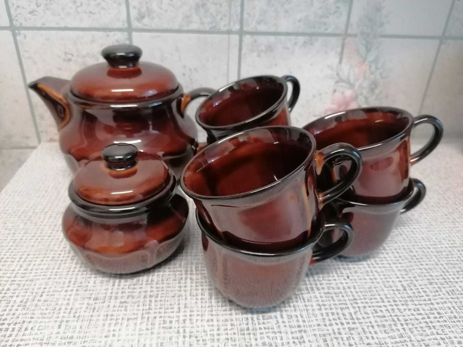 Serwis zestaw kawowy porcelit kamionka Pruszków PRL GRATIS