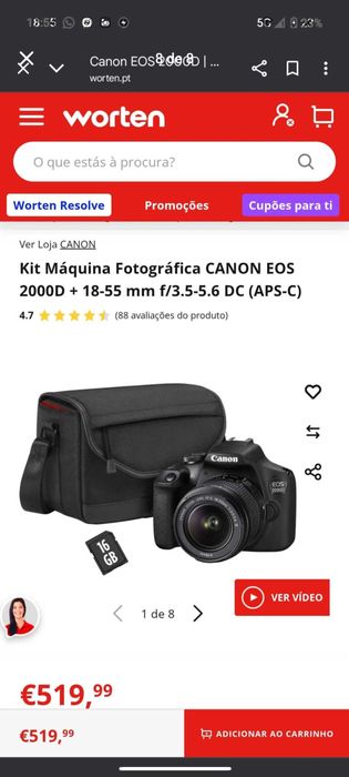 Câmara fotográfica Canon EOS 2000D