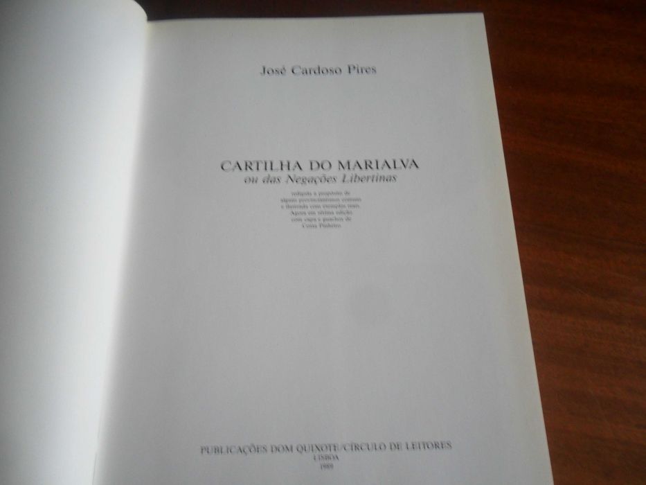 "CARTILHA DO MARIALVA OU DAS NEGAÇÕES LIBERTINAS" de José Cardoso Pires - 7ª Edição de 1989