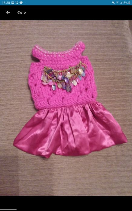 Одежда  для собак  вязаное  платье кофта свитер .