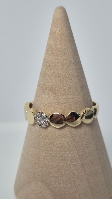 Nowy złoty pierścionek obrączka cyrkonie plaster miodu p.585