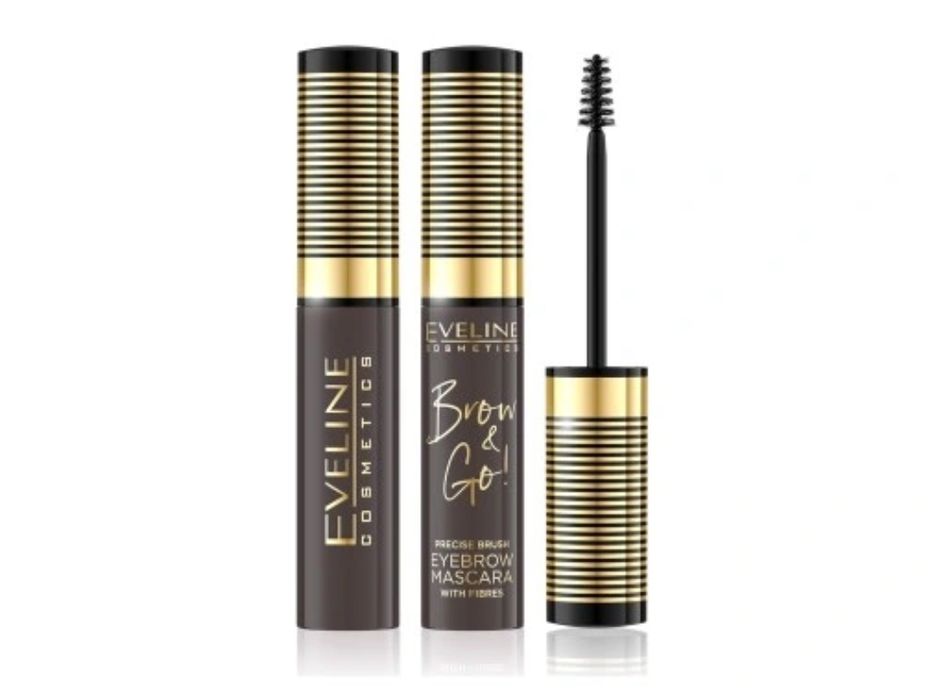 Mocny żel utrwalający i pielęgnujący do brwi i maskara tusz Eveline