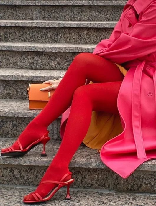 Трендовые матовые цветные капроновые красные колготки колготы ажурные
