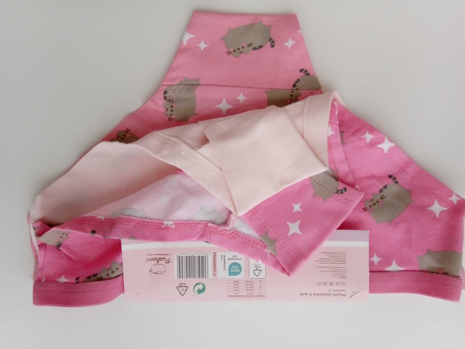 Okazja 3 sztuki majtki damskie dziewczęce motyw Pusheen roz.S różowe