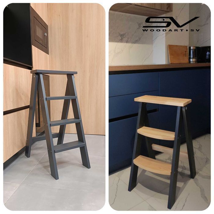 Стілець драбина деревяна для кухні Стул стремянка деревянная для кухни