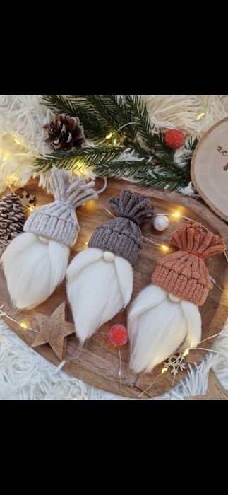 Bombki ręcznie robione box handmade świąteczne ozdoby mikołaje makrama