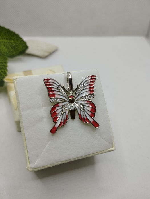 Srebrny wisiorek, motyl, próba 925