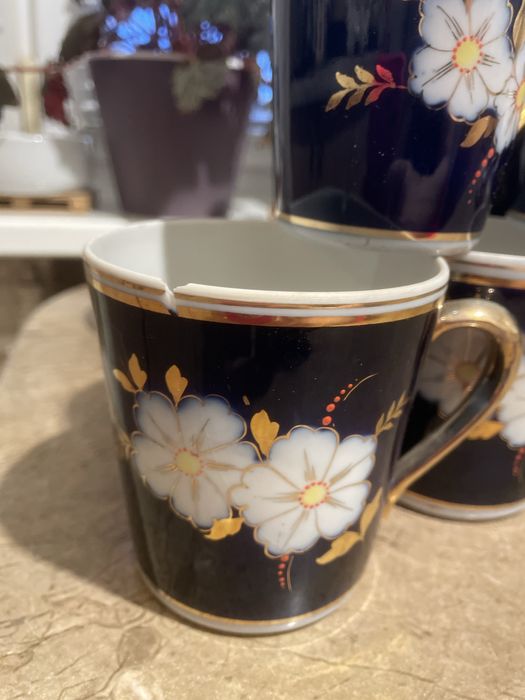 Набор чашек,чайных и кофейных,кобальт