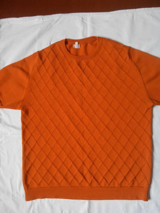 Кофта с коротким рукавом, большой размер, цвет апельсиновый.