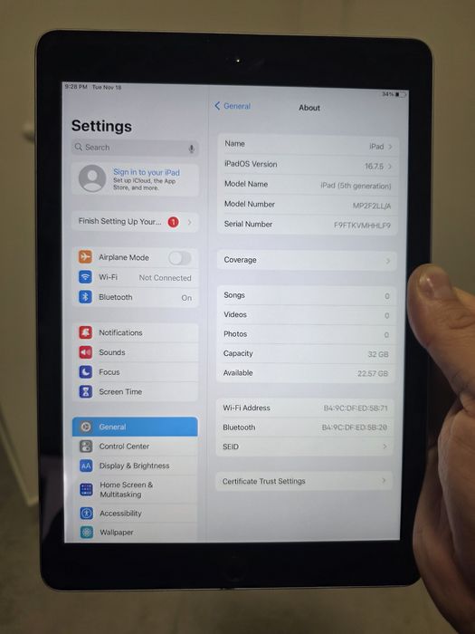 iPad 5 покоління. 32GB. Space Grey. Без обмежень. Гарантія