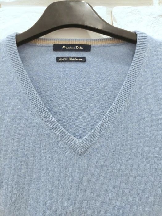 Sweter 100% kaszmir niebieski blue soft