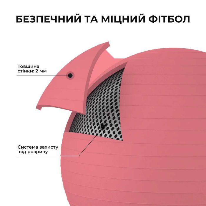 М'яч для фітнесу (фітбол) WCG 65 Anti-Burst 250кг Персиковий + насос