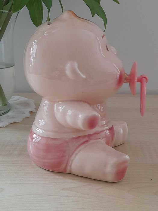 Ceramiczna skarbonka bobas 15cm z lat 70-tych
