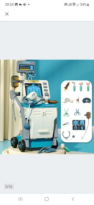 Wózek lekarski zestaw małego lekarza zabawka edukacyjna z dzwiekiem