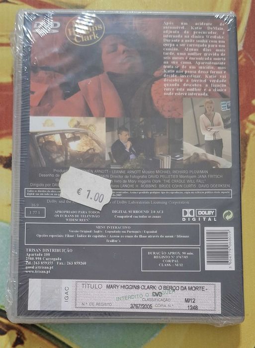 DVD - filme - O berço da morte - Mary Higgins Clark (Novo)