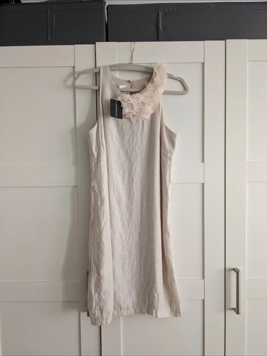 Piękna kremowa sukienka z aplikacją Promod r.38/40