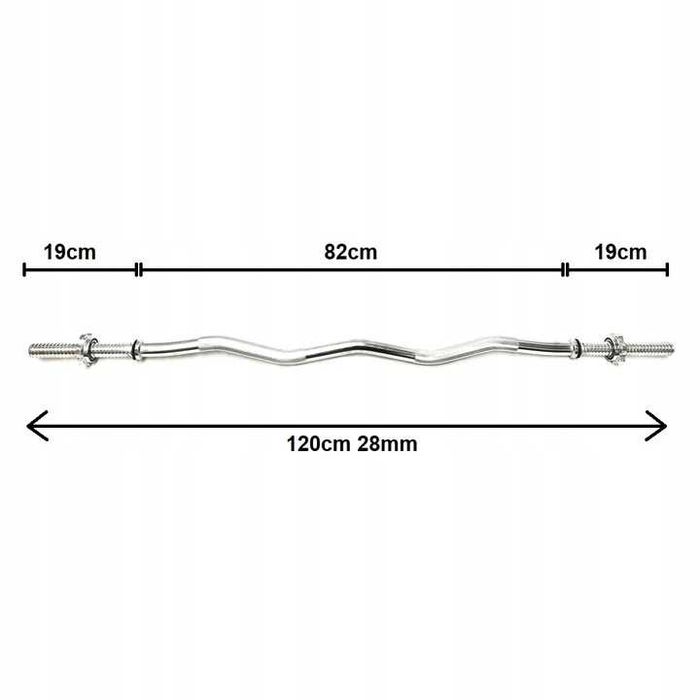 Gryf mocno łamany sztanga 120m 28mm stalowy zacisk NOWY