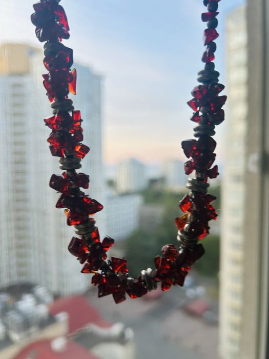 Серебро-гранат-кольцо-серьги