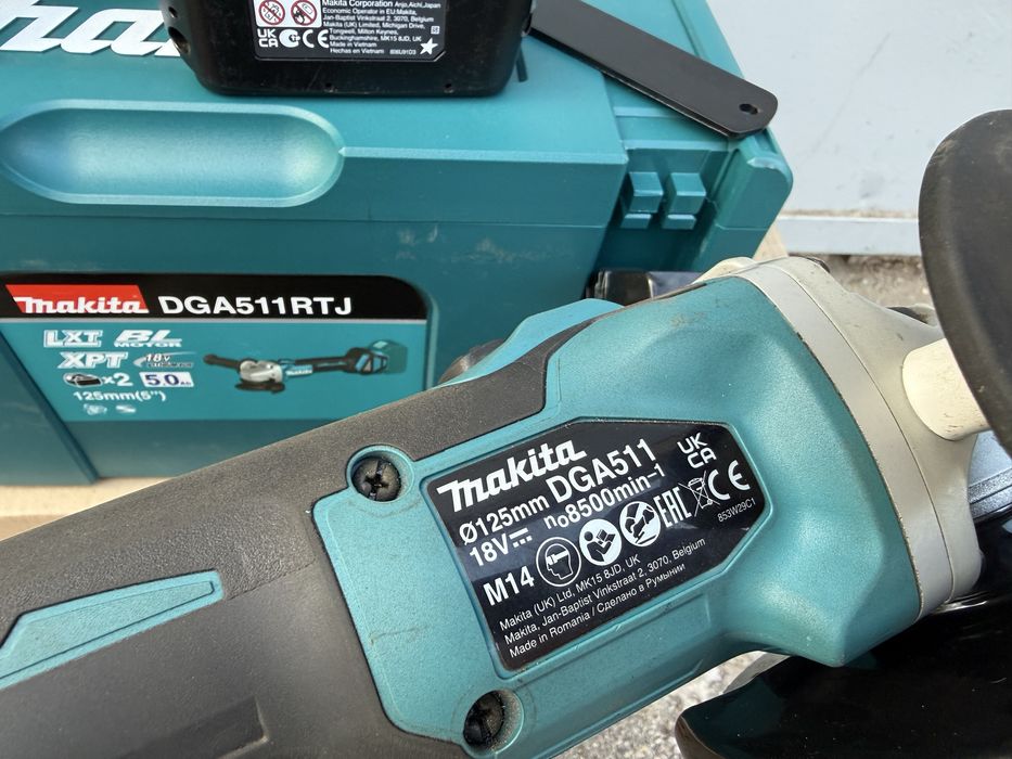 Болгарка акумуляторна Makita DGA511RTJ Оригінал Комплект З/П 2 АКБ