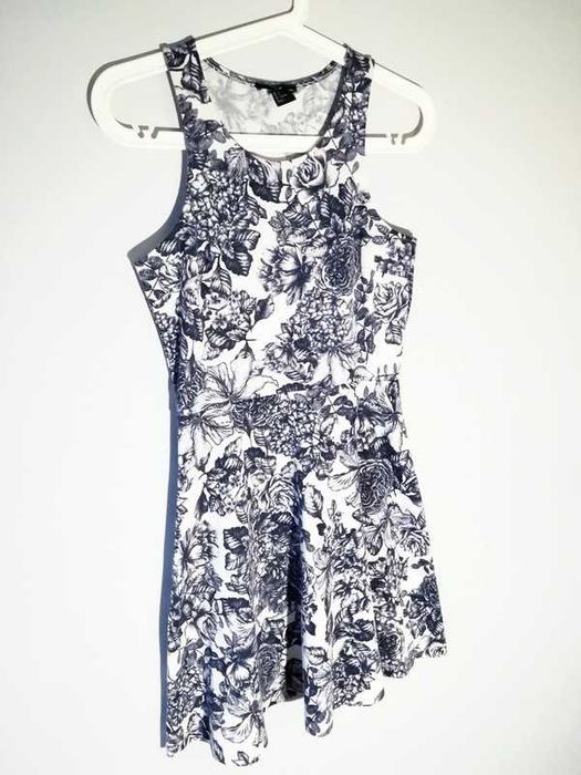 Sukienka kwiaty koktajlowa H&M S
