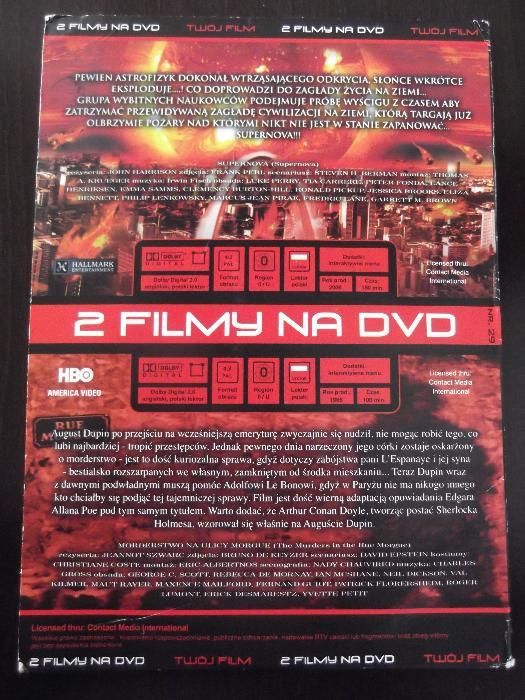 Supernova oraz Morderstwo na ulicy Morgue,2 filmy dvd, klasyka kina