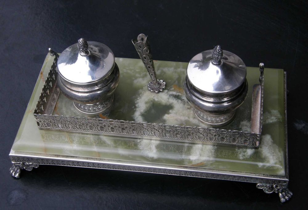 Kałamarz srebro marmur onyksowy Italia