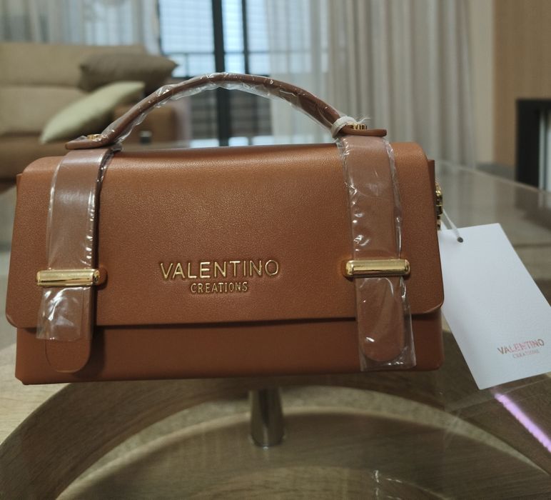 Mala Valentino Creations Mini em Pele – Castanho Caramelo