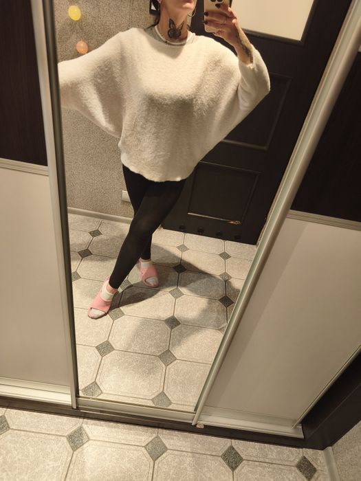 Sweter nietoperz oversize kremowy