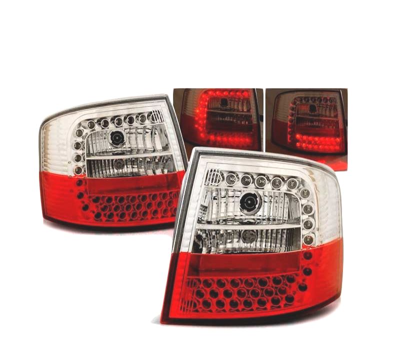 FAROLINS TRASEIROS LED AUDI A6 AVANT 97-04 VERMELHA CRISTAL