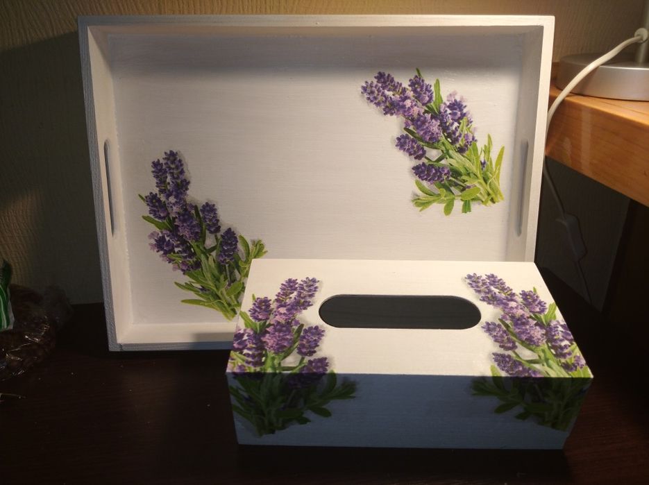 Zestaw decoupage taca, chustecznik/ prezent dzień matki