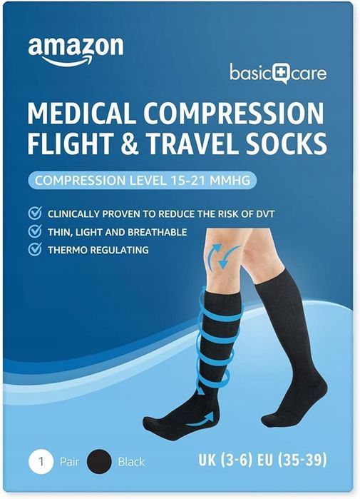 medyczne skarpety uciskowe amazon basic care do lotów i podróży