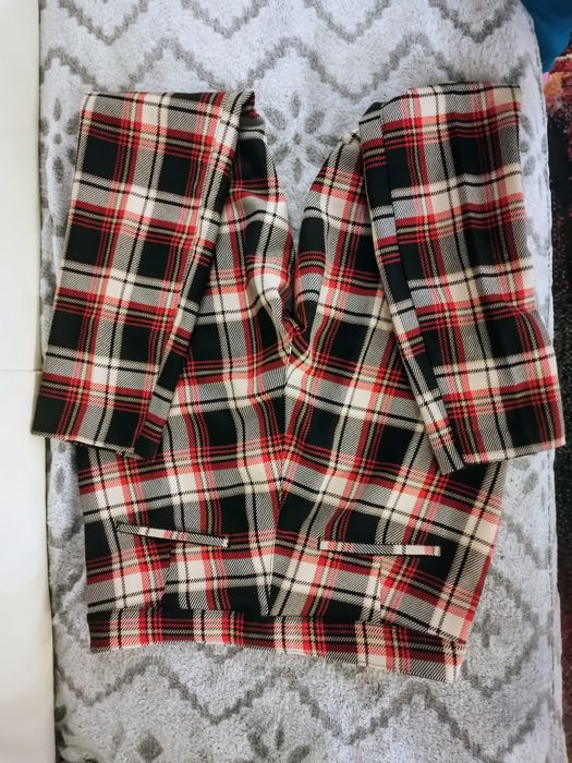 Spodnie czerwona krata