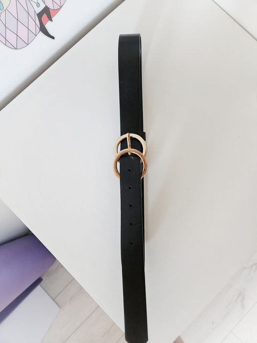 Pasek do spodni czarny damski elegancki
