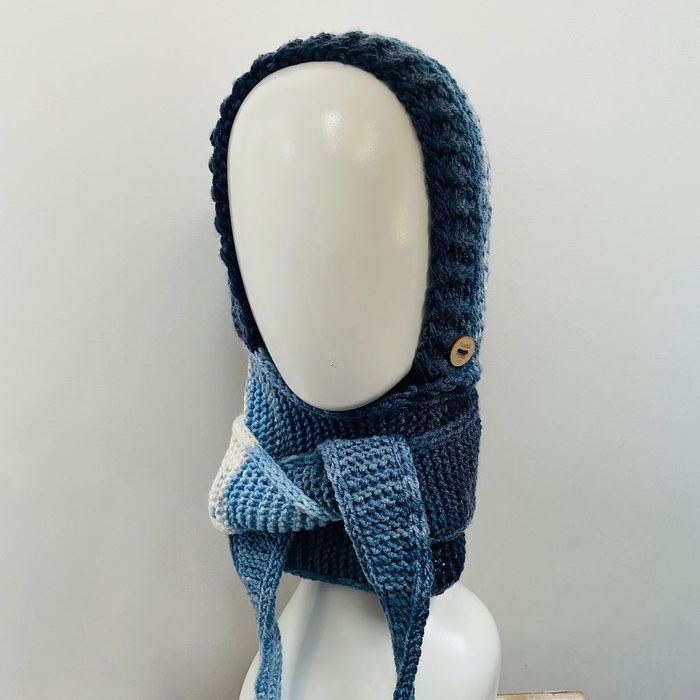 Balaclava kominiarka kapturoszal zamiast czapki handmade 53-55 cm