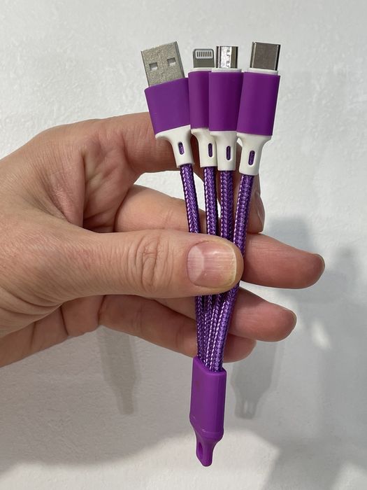 зарядка-брелок 3 в 1, зарядний шнур набір класичних зарядок