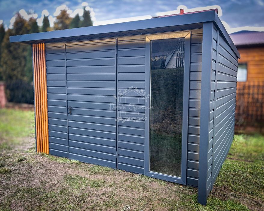 Schowek Domek ogrodowy PREMIUM 3x3m wiata 0,5m  Dekor z lameli  ID904