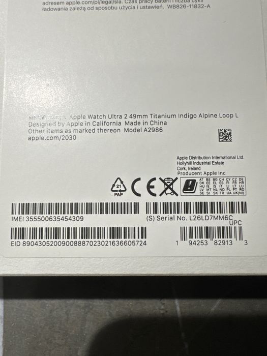 Apple Watch Ultra 2 49mm Titanium Indigo Alpine Loop L