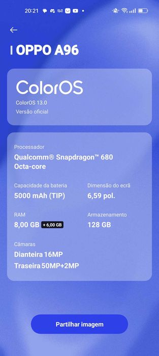 OPPO A96 128Gbroom+6GBram