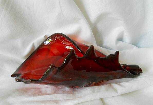 Винтажная ваза из красного Итальянского стекла ручной работы