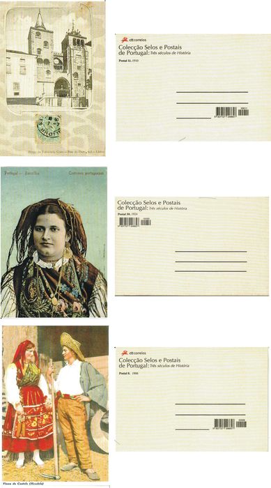 3 Postais antigos de CTT Coleção Selos e Postais de Portugal