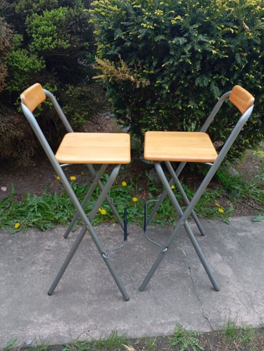 2 x hoker, wysokie składane krzesło IKEA Deniss, stołek kuchenny VINTAGE