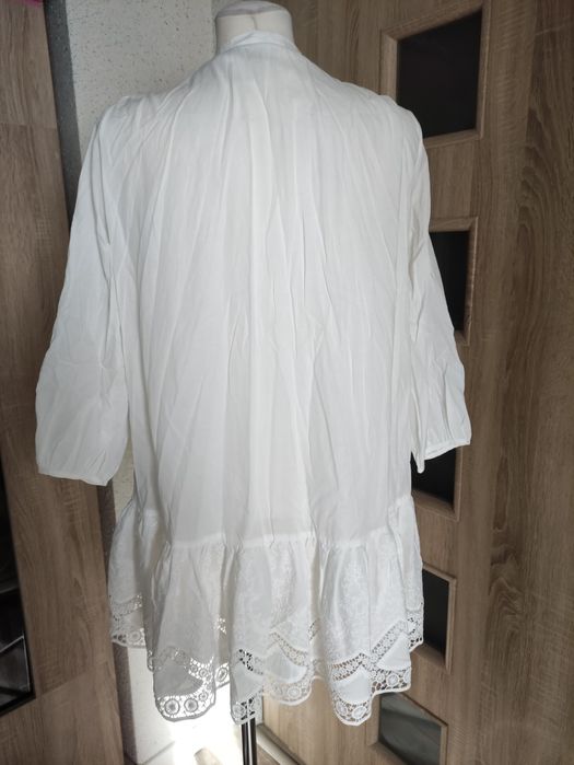 Tunika - bluzka biała haftowana koronka na guziki Reserved 42/44