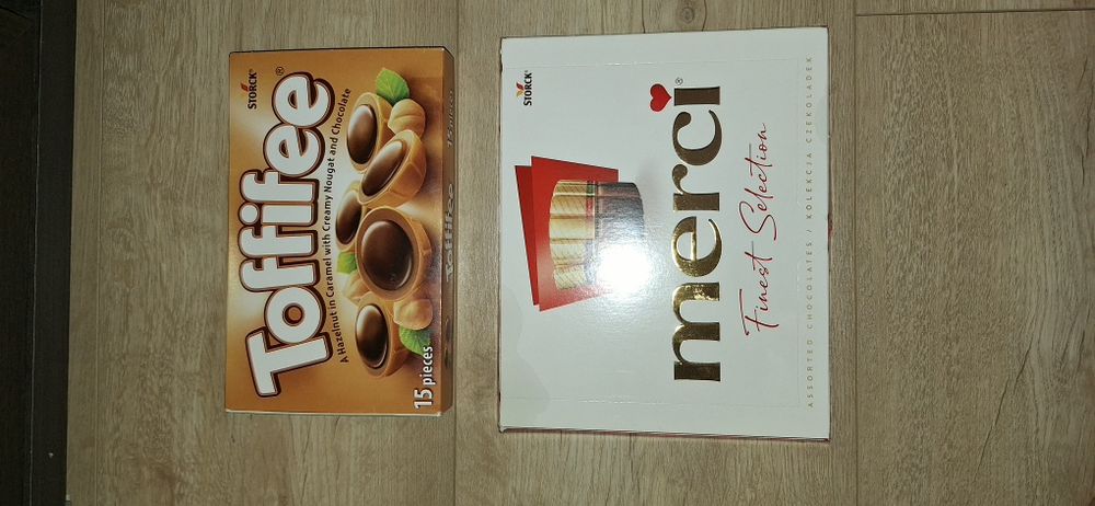 Toffifee i Merci, oba opakowania z dobrą datą